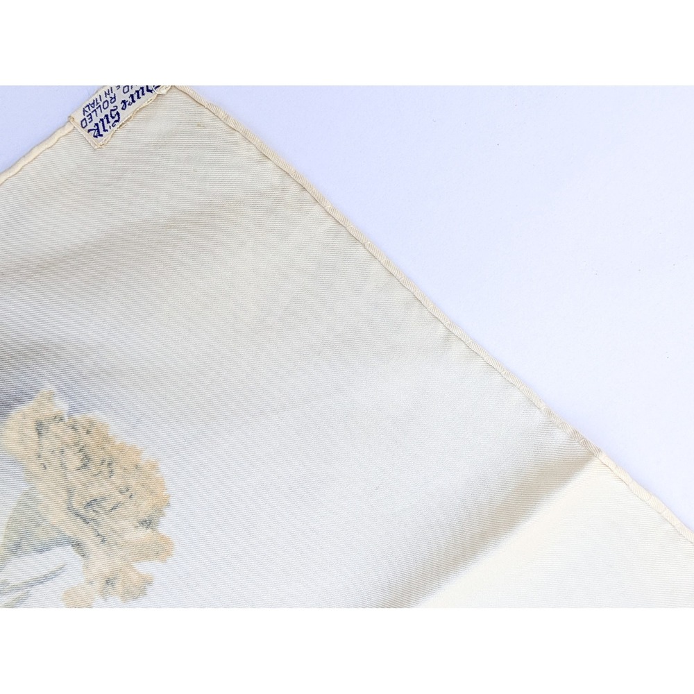 Fiorio Italy Silk Scarf Yellow Carnation Floral Print Hand Rolled 27 Inch Square - Picture 8 of 8